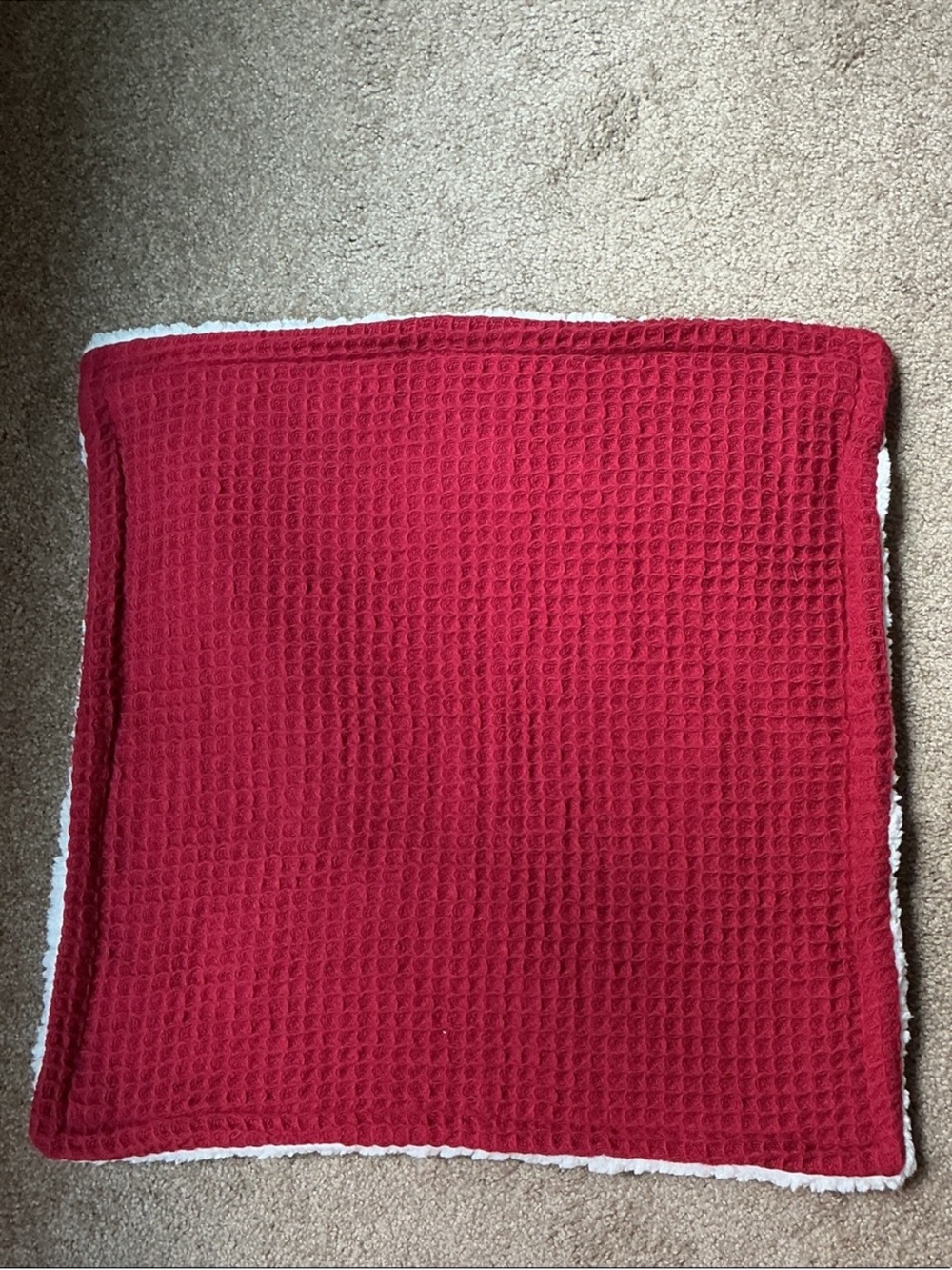 Potterybarn Red With Fluffy Side Pillow Case